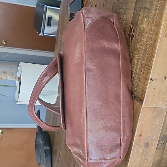 Cole Haan G Series Brown Leather Gold Pocket Shoulder Bag - Picture 9 of 12